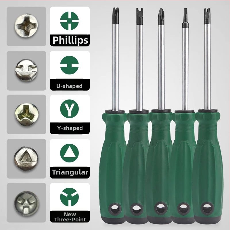 Specialiai suformuotas atsuktuvas su keliomis galvutėmis: U formos, vidinis kryžius, Y forma, plum blossom kryžius, trikampė; Cr-V plienas, neizoliuota, 60 g