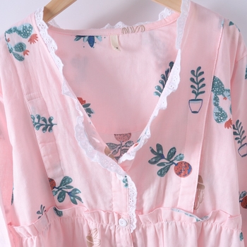 Nėščiųjų ir žindymo pižama komplektas iš medvilnės, dvigubo sluoksnio gazė, gyvūnų raštas, V formos kaklo kardiganas su šoniniu atidarymu, ilgos rankovės