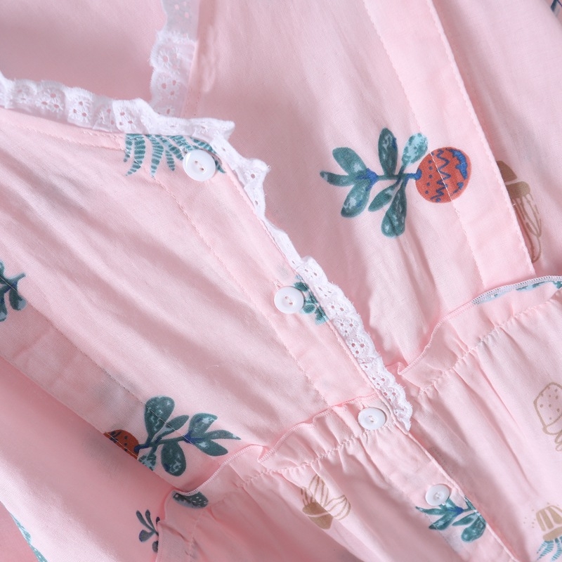 Nėščiųjų ir žindymo pižama komplektas iš medvilnės, dvigubo sluoksnio gazė, gyvūnų raštas, V formos kaklo kardiganas su šoniniu atidarymu, ilgos rankovės