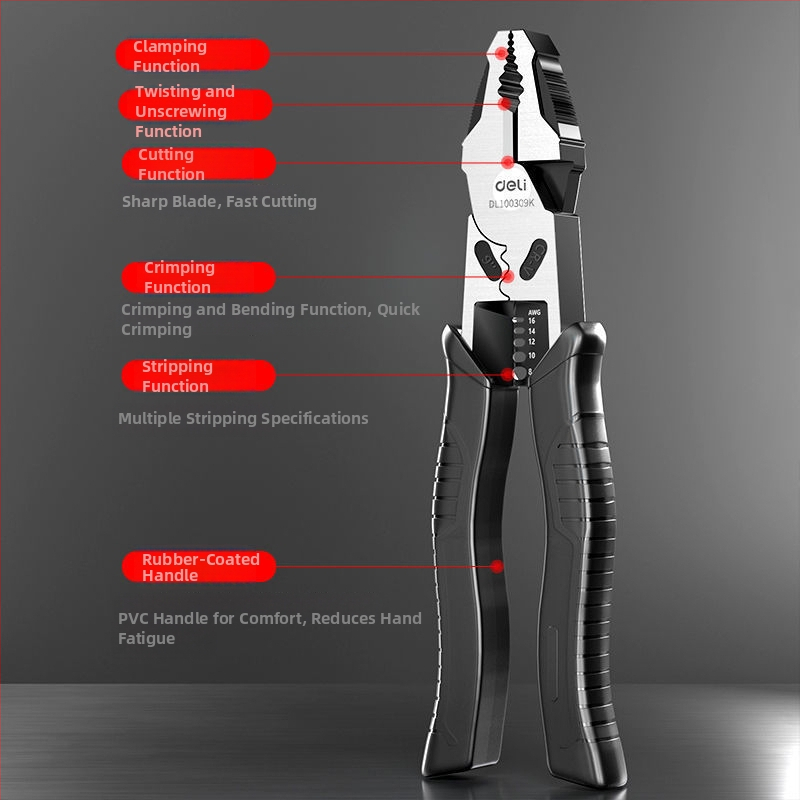 Deli електрически клещи, многофункционални за дома, индустриално качество, улесняващи работа, диагонално режещи и игловидни челюсти