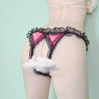 Σετ στρινγκ από δαντέλα, διαφανές, με ανοιχτό καβάλο, υπερλεπτό