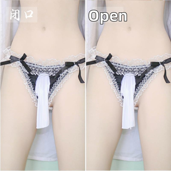 Sada tang s čipkou, priehľadná, s otvoreným rozkrokom