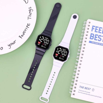 Ρολόι LED ψηφιακό με TFT τετράγωνο καντράν, περίβλημα από ανθρακονήματα, αδιάβροχο για καθημερινή χρήση, λειτουργία αφής