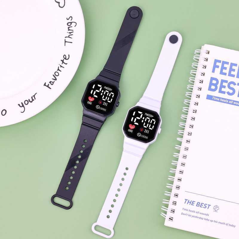 Ρολόι LED ψηφιακό με TFT τετράγωνο καντράν, περίβλημα από ανθρακονήματα, αδιάβροχο για καθημερινή χρήση, λειτουργία αφής