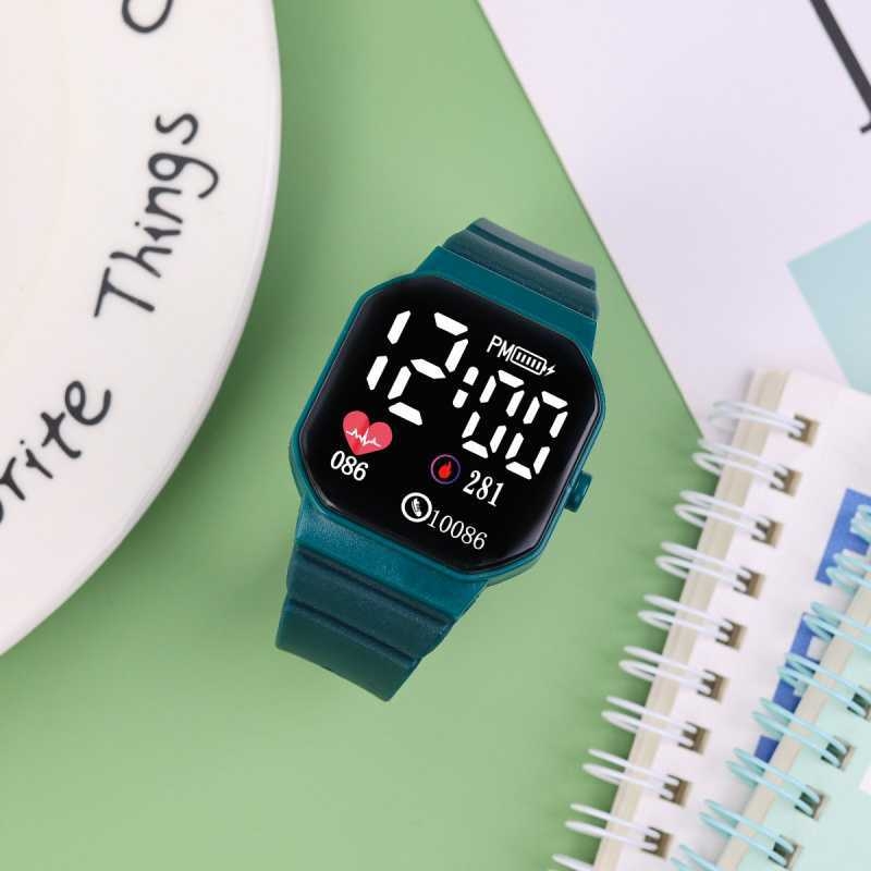 Ρολόι LED ψηφιακό με TFT τετράγωνο καντράν, περίβλημα από ανθρακονήματα, αδιάβροχο για καθημερινή χρήση, λειτουργία αφής