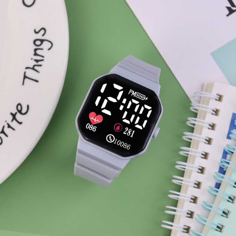 Ρολόι LED ψηφιακό με TFT τετράγωνο καντράν, περίβλημα από ανθρακονήματα, αδιάβροχο για καθημερινή χρήση, λειτουργία αφής