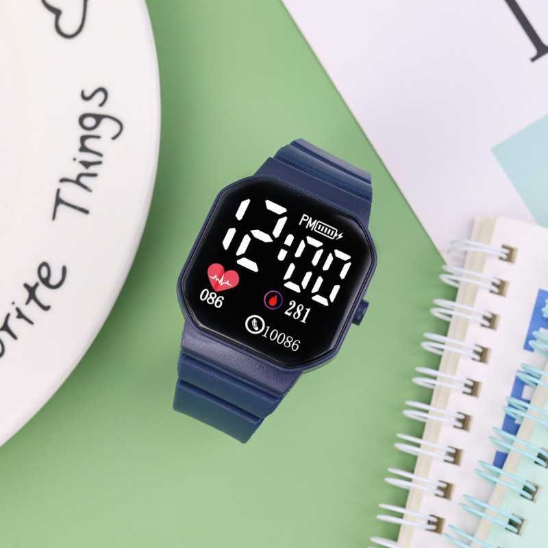 Ρολόι LED ψηφιακό με TFT τετράγωνο καντράν, περίβλημα από ανθρακονήματα, αδιάβροχο για καθημερινή χρήση, λειτουργία αφής