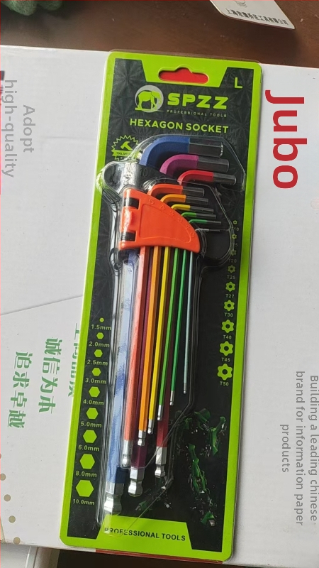 Sada 9 imbusových kľúčov s guľatým koncom, vnútorné šesťuholníkové hlavy, oceľ nikl-chróm