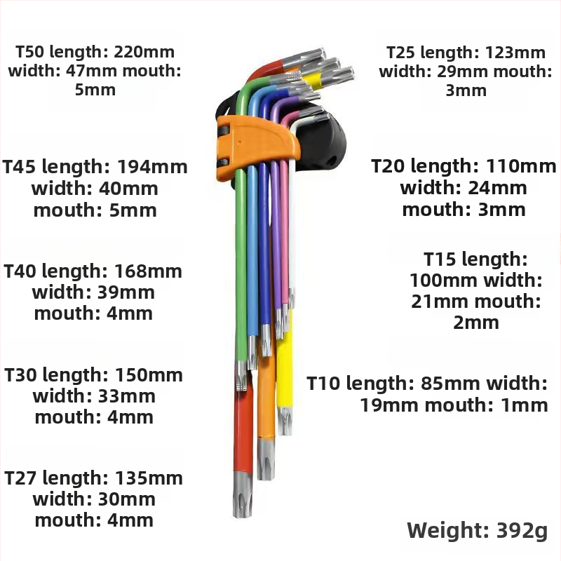 Sada 9 imbusových kľúčov s guľatým koncom, vnútorné šesťuholníkové hlavy, oceľ nikl-chróm