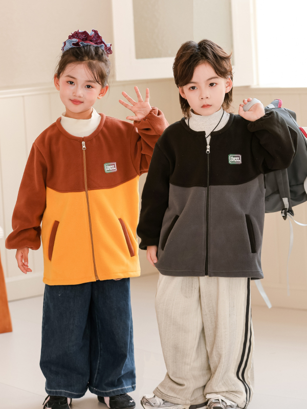 Gehuazi Gyermekeknek fleece-betéttes vízálló külsőruha ősz-télre, uniszex iskolai egyenruha kabát