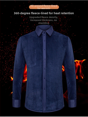 Meeste talvine puuvillane särk flisi voodriga, triikimata, ruudukujuline kaelus, pikad varrukad