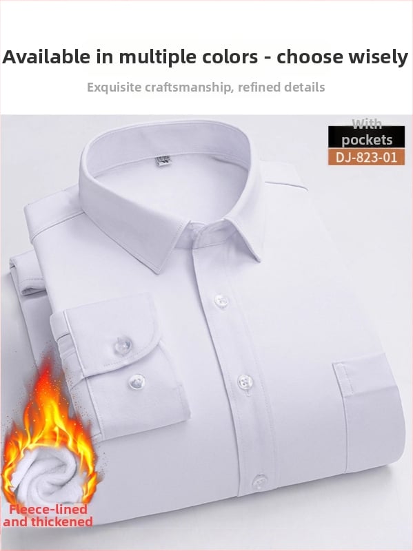 Meeste talvine puuvillane särk flisi voodriga, triikimata, ruudukujuline kaelus, pikad varrukad