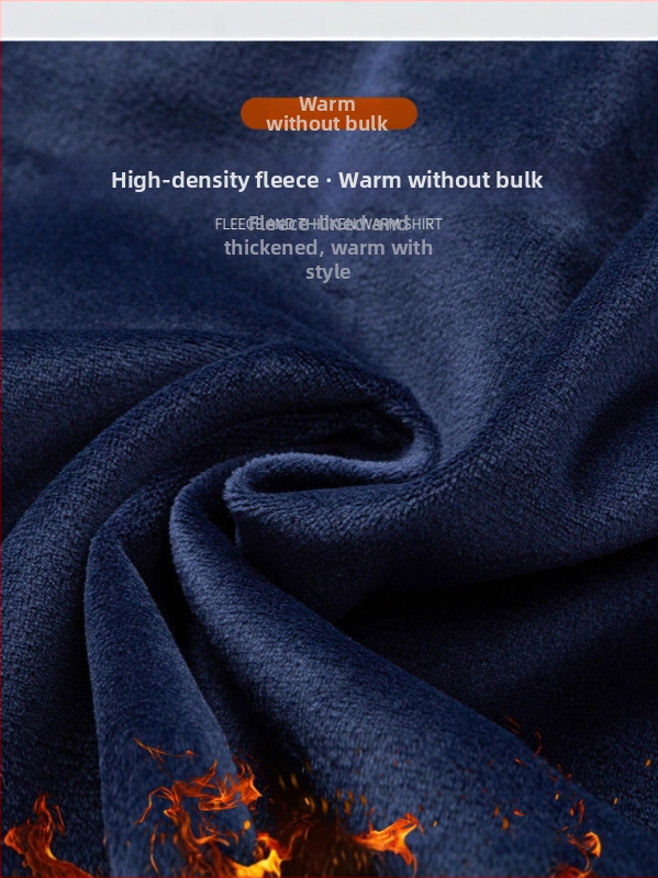 Meeste talvine puuvillane särk flisi voodriga, triikimata, ruudukujuline kaelus, pikad varrukad