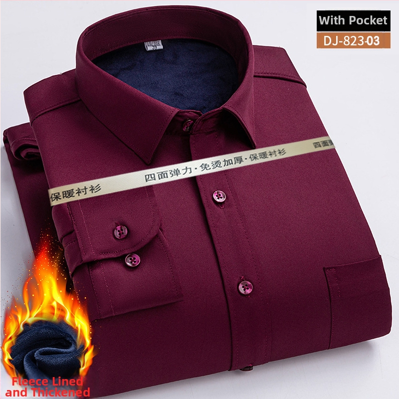 Meeste talvine puuvillane särk flisi voodriga, triikimata, ruudukujuline kaelus, pikad varrukad