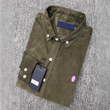 Meeste corduroy särk, ruudukujulise kraega, pikkade varrukatega, 100% puuvill