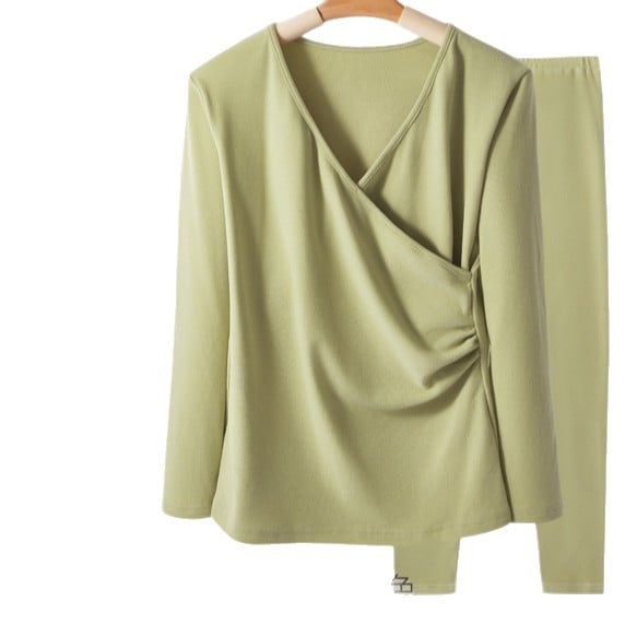 Σετ θερμικού ρούχου για εγκυμοσύνη με φλίς: μακρύ μανίκι κορυφή και παντελόνι, άνοιγμα θηλασμού, φθινοπωρινό-χειμερινό