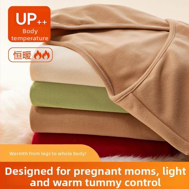 Σετ θερμικού ρούχου για εγκυμοσύνη με φλίς: μακρύ μανίκι κορυφή και παντελόνι, άνοιγμα θηλασμού, φθινοπωρινό-χειμερινό