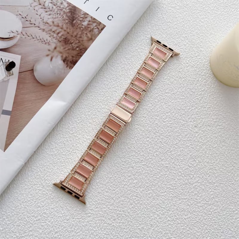 Curea metalică pentru ceas Yi Pengda, compatibilă cu seriile Samsung/Apple/Huawei, închidere cu clapă, piatră ochi de pisică, include pini de eliberare rapidă