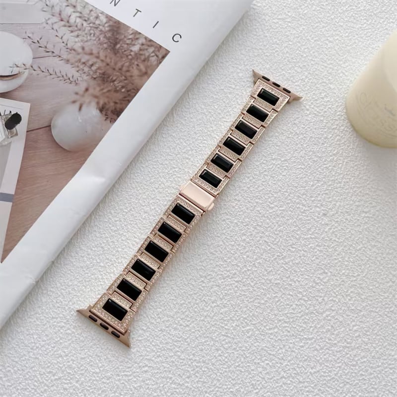 Curea metalică pentru ceas Yi Pengda, compatibilă cu seriile Samsung/Apple/Huawei, închidere cu clapă, piatră ochi de pisică, include pini de eliberare rapidă