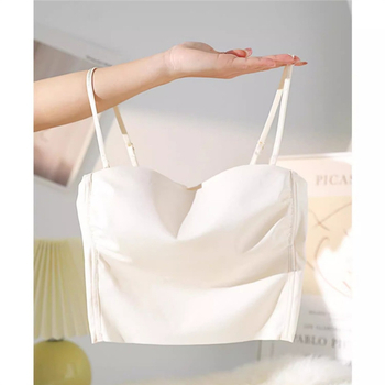 Pánt nélküli, varrás nélküli női melltartó levehető vállpántokkal, 3/4 kosár, nejlon anyag, lélegző