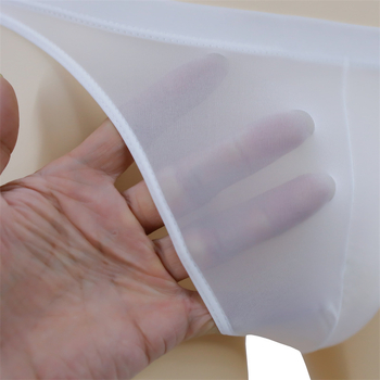 Slip thong pentru bărbați din Ice Silk, talie medie, respirabil, transparent, cu buzunar mare
