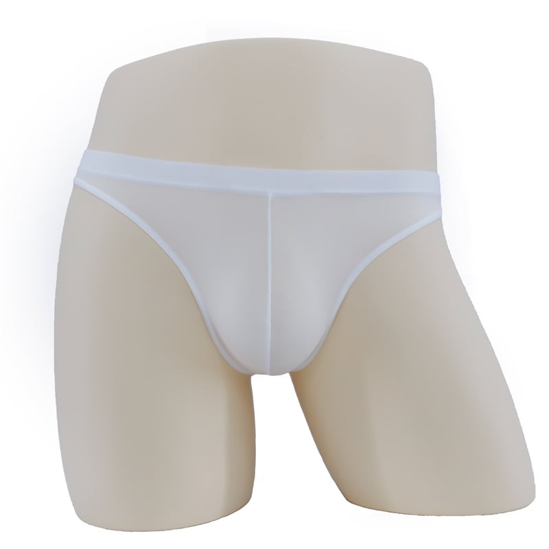 Slip thong pentru bărbați din Ice Silk, talie medie, respirabil, transparent, cu buzunar mare