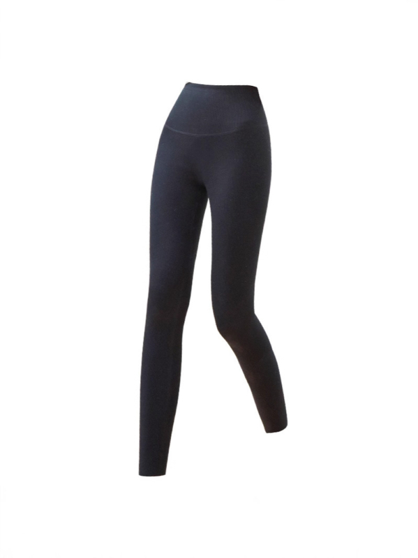 Bezšivne pamučne legice s fleece podstavom i prugastim uzorkom, duljina 9/10, debele, visoko elastične (pamuk-spandeks smjesa; pruge)