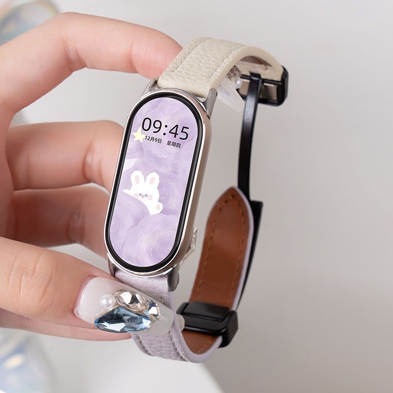 Kožni remen za Xiaomi Mi Band 10 NFC keramička verzija (98765) s teksturom zrnaste kože i magnetskim kopčom