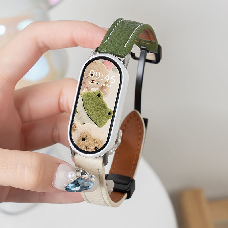 Kožni remen za Xiaomi Mi Band 10 NFC keramička verzija (98765) s teksturom zrnaste kože i magnetskim kopčom
