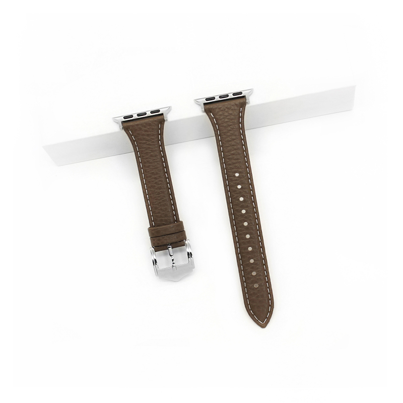 Brățară din piele naturală pentru Apple Watch, textură Lychee, lungime 215 mm, lățime 22 mm, compatibilă cu Series 1–11 și SE