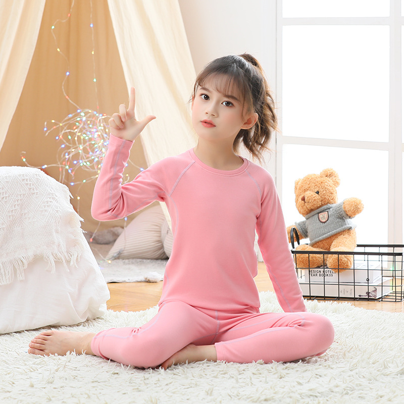 Set termic pentru copii: căptușeală din catifea, poliester 90–95%, ultra-subțire 40 g/m², top cu mânecă lungă și pantaloni, anti-pilling, pentru 13–18 ani