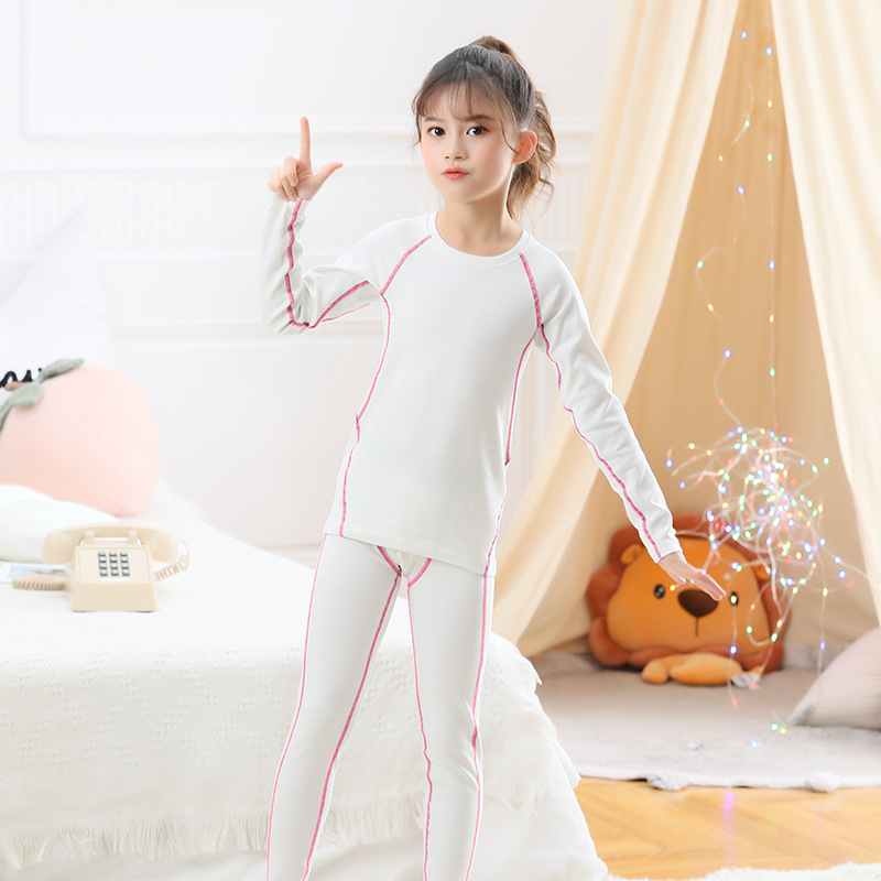 Set termic pentru copii: căptușeală din catifea, poliester 90–95%, ultra-subțire 40 g/m², top cu mânecă lungă și pantaloni, anti-pilling, pentru 13–18 ani