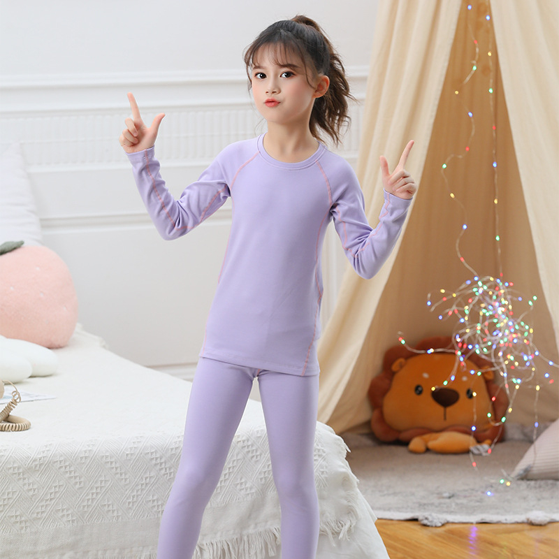 Set termic pentru copii: căptușeală din catifea, poliester 90–95%, ultra-subțire 40 g/m², top cu mânecă lungă și pantaloni, anti-pilling, pentru 13–18 ani