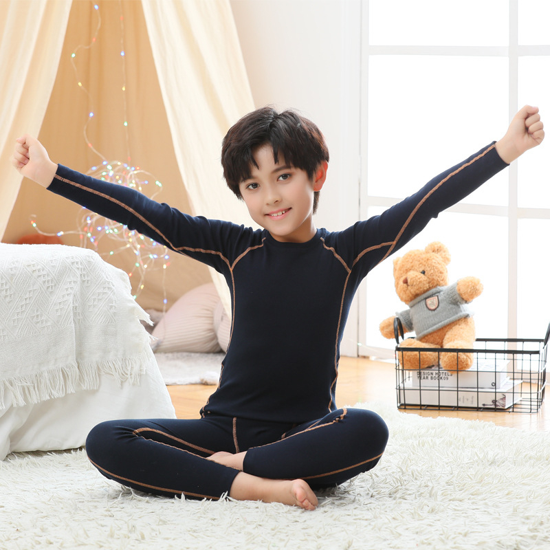 Set termic pentru copii: căptușeală din catifea, poliester 90–95%, ultra-subțire 40 g/m², top cu mânecă lungă și pantaloni, anti-pilling, pentru 13–18 ani