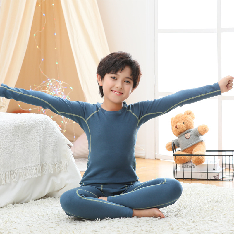 Set termic pentru copii: căptușeală din catifea, poliester 90–95%, ultra-subțire 40 g/m², top cu mânecă lungă și pantaloni, anti-pilling, pentru 13–18 ani