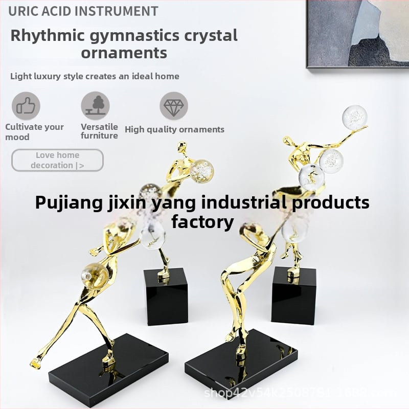 Kristalinis Geometrinis Papuošalas su Metalo Menu - K9 Kristalinis Stiklas ir Metalo Dalys, Modernus Minimalistinis Stilius, Geometrinė Forma, Daug Gamybos Procesų