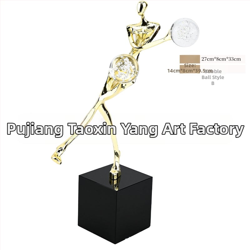 Kristalinis Geometrinis Papuošalas su Metalo Menu - K9 Kristalinis Stiklas ir Metalo Dalys, Modernus Minimalistinis Stilius, Geometrinė Forma, Daug Gamybos Procesų