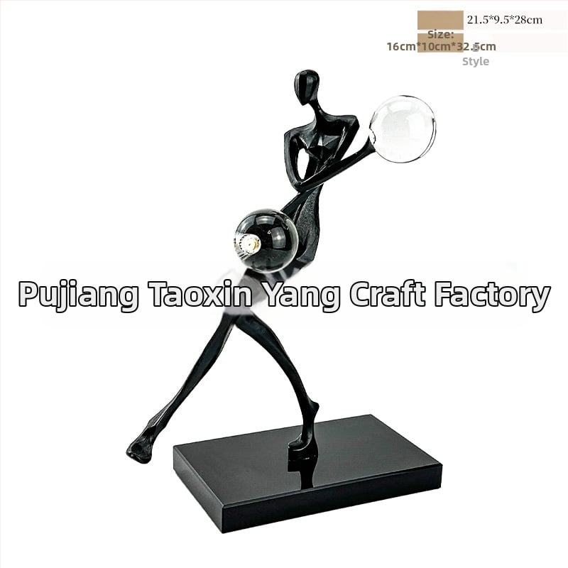 Kristalinis Geometrinis Papuošalas su Metalo Menu - K9 Kristalinis Stiklas ir Metalo Dalys, Modernus Minimalistinis Stilius, Geometrinė Forma, Daug Gamybos Procesų