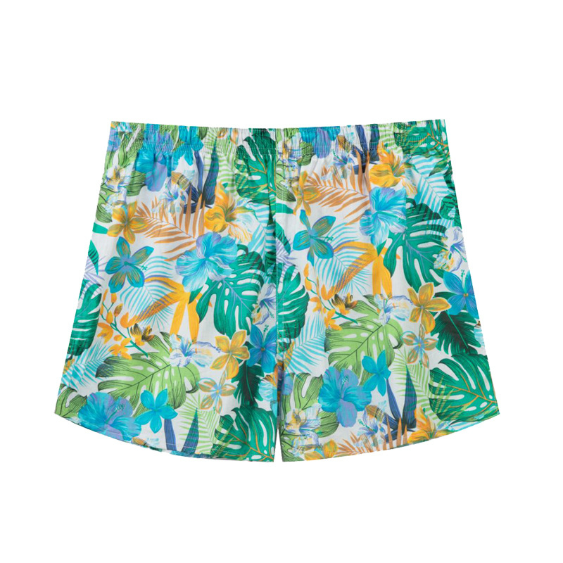 Boxeri bărbați cu imprimeu floral, talie medie, din bumbac respirabil