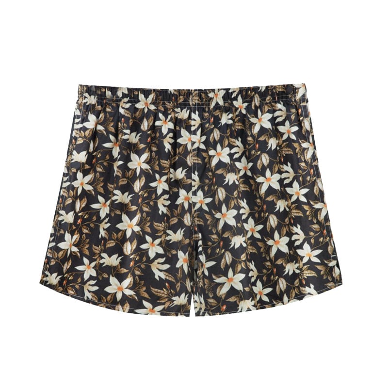 Boxeri bărbați cu imprimeu floral, talie medie, din bumbac respirabil