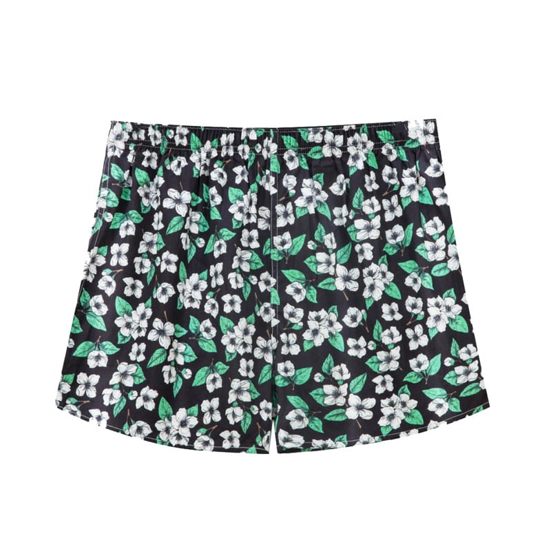 Boxeri bărbați cu imprimeu floral, talie medie, din bumbac respirabil