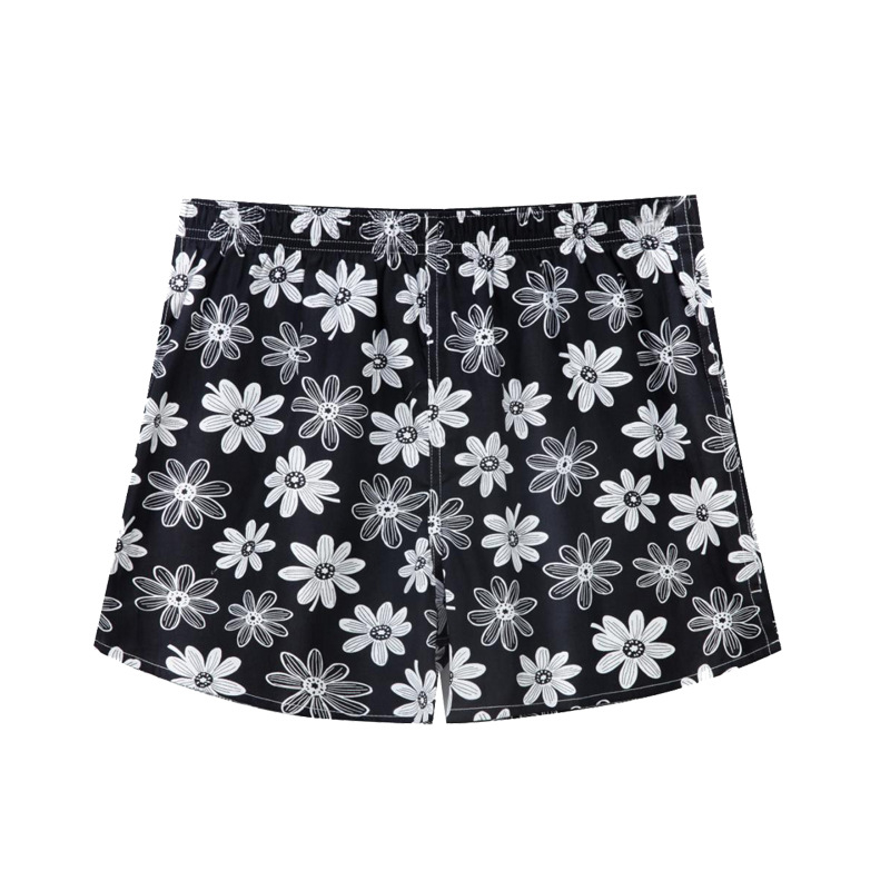 Boxeri bărbați cu imprimeu floral, talie medie, din bumbac respirabil