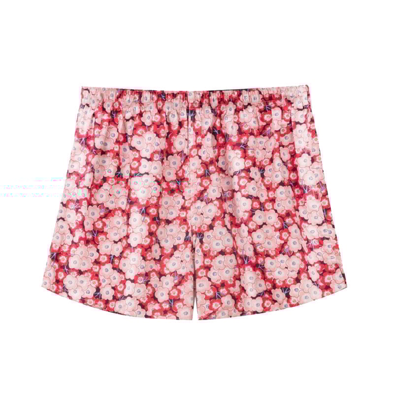 Boxeri bărbați cu imprimeu floral, talie medie, din bumbac respirabil