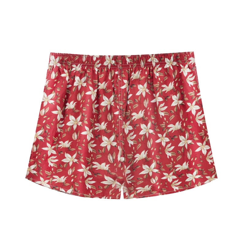 Boxeri bărbați cu imprimeu floral, talie medie, din bumbac respirabil