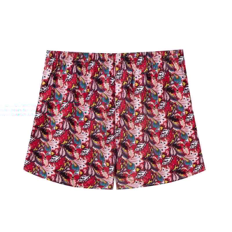 Boxeri bărbați cu imprimeu floral, talie medie, din bumbac respirabil