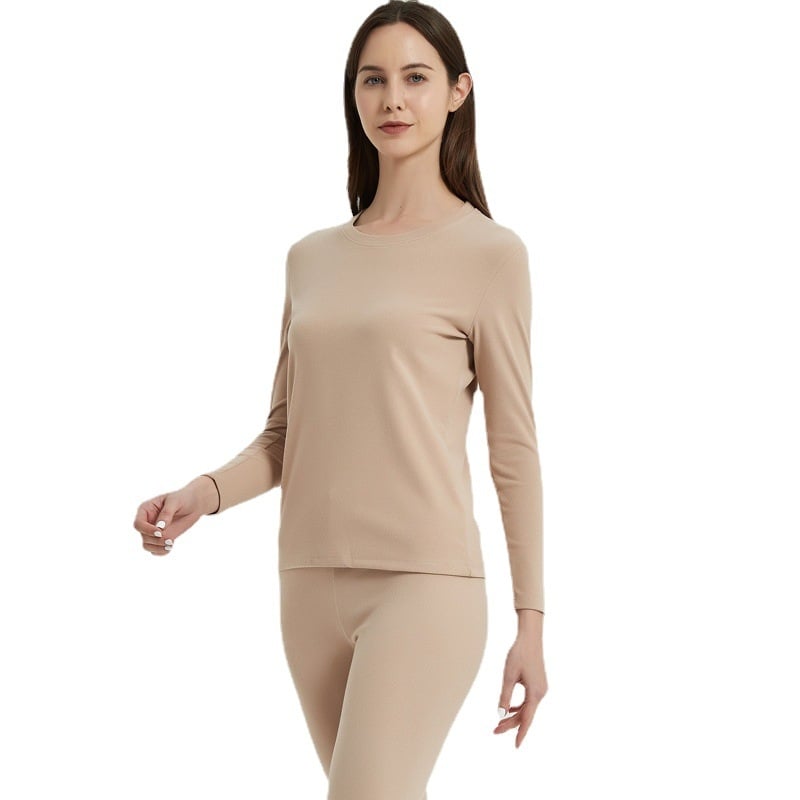 Set de lenjerie termică unisex – fibră de poliester, țesătură groasă 251–300 g/m2, culoare solidă, guler rotund, mâneci lungi și pantaloni