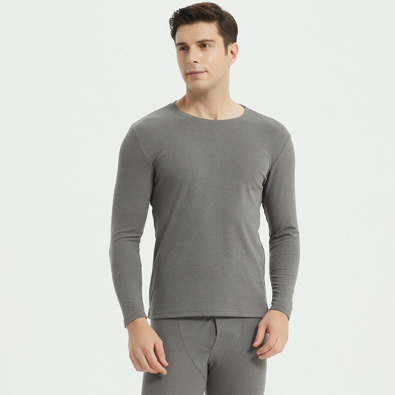 Set de lenjerie termică unisex – fibră de poliester, țesătură groasă 251–300 g/m2, culoare solidă, guler rotund, mâneci lungi și pantaloni