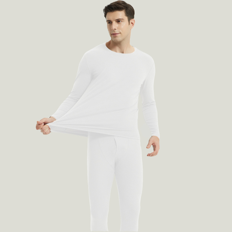 Set de lenjerie termică unisex – fibră de poliester, țesătură groasă 251–300 g/m2, culoare solidă, guler rotund, mâneci lungi și pantaloni