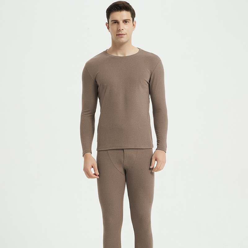 Set de lenjerie termică unisex – fibră de poliester, țesătură groasă 251–300 g/m2, culoare solidă, guler rotund, mâneci lungi și pantaloni