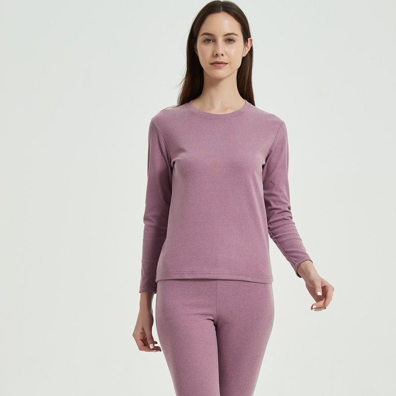 Set de lenjerie termică unisex – fibră de poliester, țesătură groasă 251–300 g/m2, culoare solidă, guler rotund, mâneci lungi și pantaloni